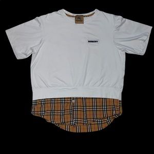 Burberry Nova Check Vintage Men's Beige Yellow T-Shirt Size S-M